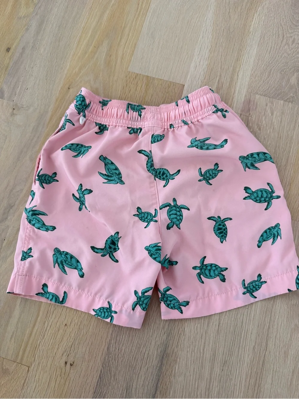 Crewcuts Pink Swim Shorts with Green Turtle Print